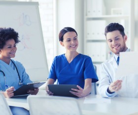 Group of happy doctors at hospital Stock Photo 05