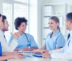 Group of happy doctors at hospital Stock Photo 06