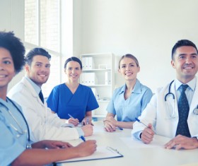Group of happy doctors at hospital Stock Photo 10
