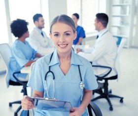 Group of happy doctors at hospital Stock Photo 13