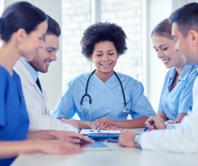 Group of happy doctors at hospital Stock Photo 15