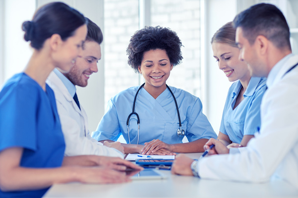 Group of happy doctors at hospital Stock Photo 15