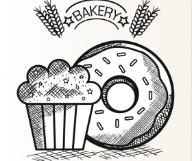 Hand drawn bakery design elements vector 01