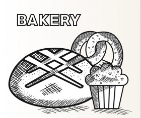 Hand drawn bakery design elements vector 02