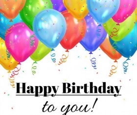 Happy birthday background with colored balloon vector 02
