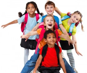 Happy happy pupils Stock Photo