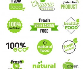 Healthy food logos with badge design vector