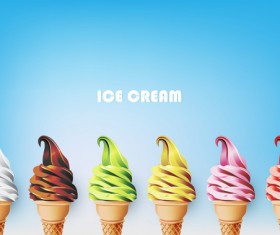 Ice cream blue background vector