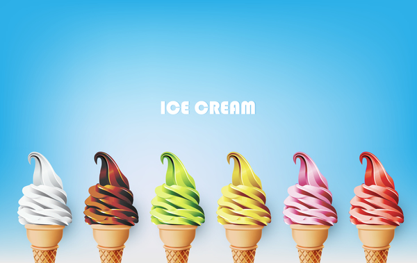 Ice cream blue background vector