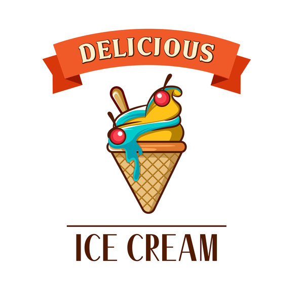 Ice cream label design vector 01