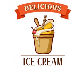 Ice cream label design vector 02