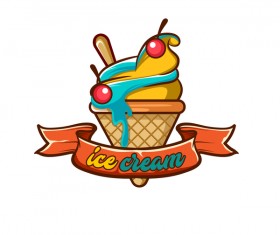 Ice cream label design vector 03