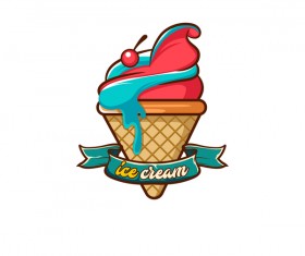 Ice cream label design vector 04