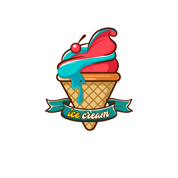 Ice cream label design vector 04