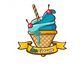 Ice cream label design vector 06