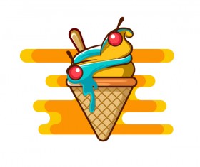 Ice cream label design vector 07