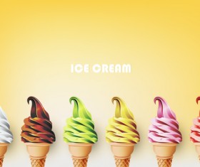 Ice cream yellow background vector