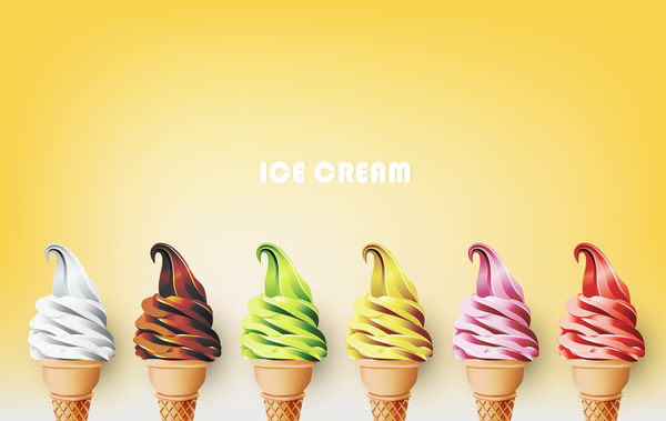 Ice cream yellow background vector