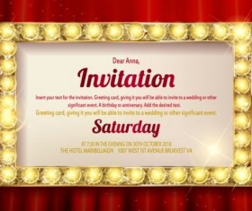 Invitation card with diamond frame vector material 01
