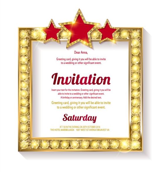 Invitation card with diamond frame vector material 05