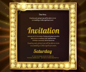 Invitation card with diamond frame vector material 06