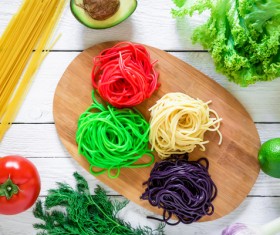 Italian colorful pasta with vegetables Stock Photo 01
