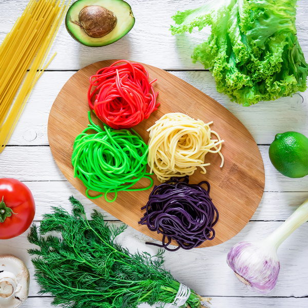 Italian colorful pasta with vegetables Stock Photo 02