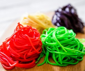 Italian red and green noodles Stock Photo