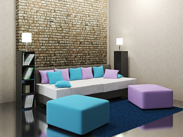 Living room with color sofa Stock Photo 01