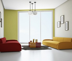 Living room with color sofa Stock Photo 06