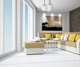 Living room with color sofa Stock Photo 13