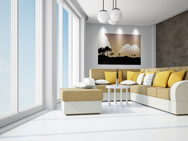 Living room with color sofa Stock Photo 13