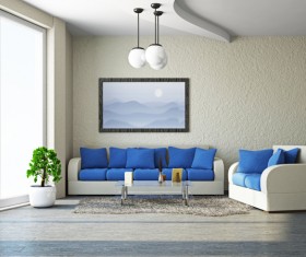 Living room with color sofa Stock Photo 14