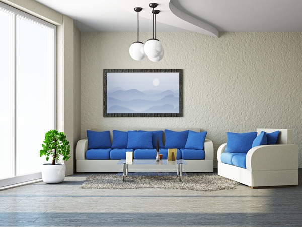 Living room with color sofa Stock Photo 14