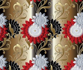 Luxury flowers seamless pattern vectors 03