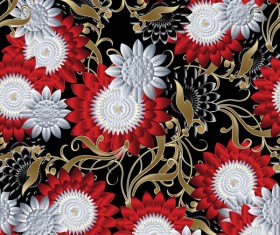 Luxury flowers seamless pattern vectors 04