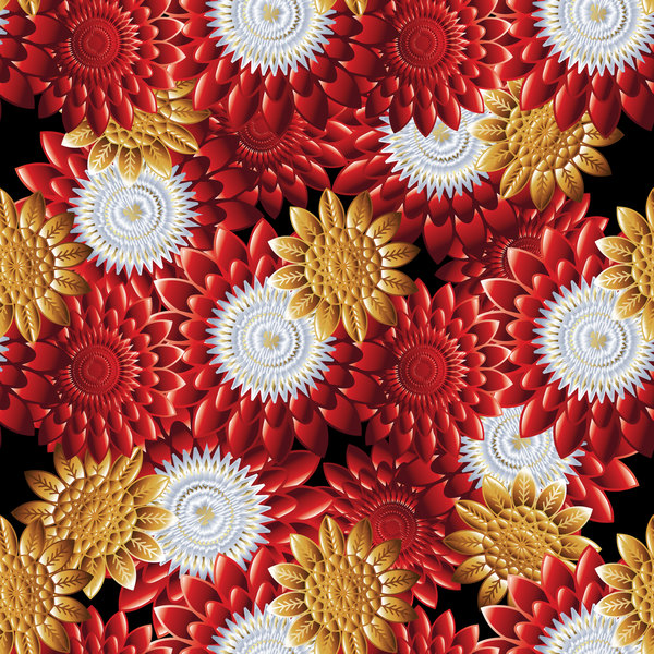 Luxury flowers seamless pattern vectors 05