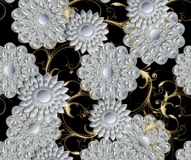 Luxury flowers seamless pattern vectors 08