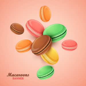 Macaroons with pink background vector