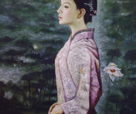 Miss oil painting Stock Photo