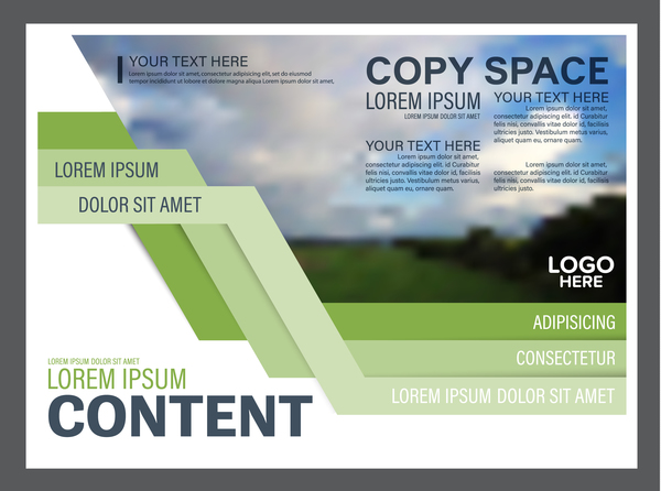 Modern green styles flyer and cover brochure vector template 01