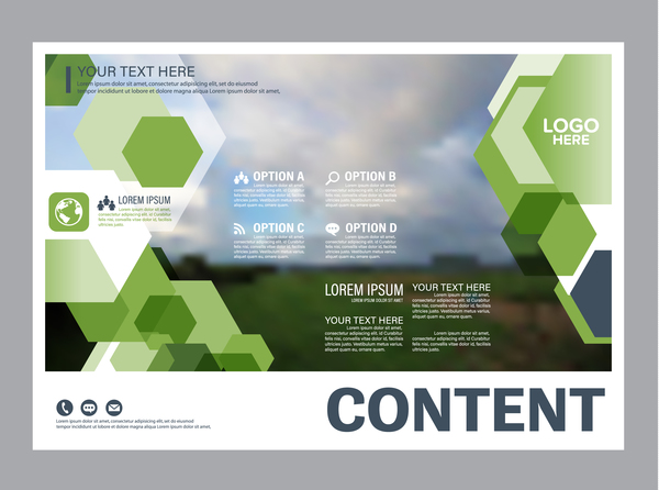 Modern green styles flyer and cover brochure vector template 06