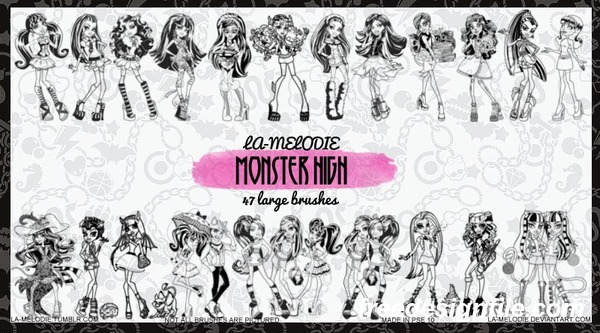 Monster High Coloring book style PS brushes