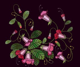 Morning glory flower embroidery vector