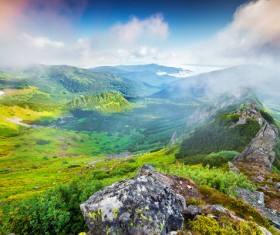 Mountains and fields HD picture