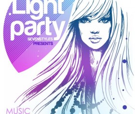 Music club light party poster vector material 04