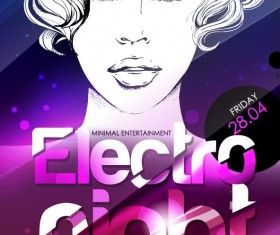 Music club light party poster vector material 05