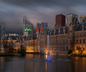 Night Hague Parliament Building Stock Photo 02