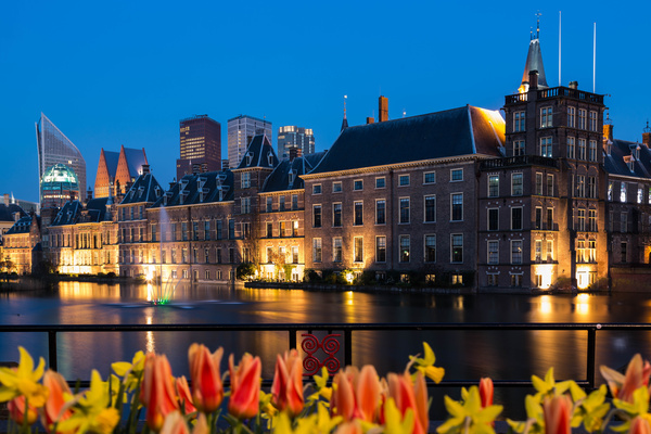 Night Hague Parliament Building Stock Photo 03