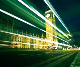 Night city bright lights Stock Photo 01